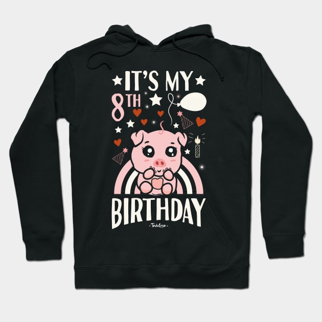 It's My 8th Birthday Pig Hoodie by Tesszero